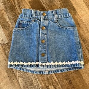 Vintage Guess Denim Button-Up Skirt with Pink Trim- 3t